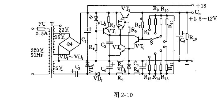 八挡可选直流稳压电源电路图及其工作原理
