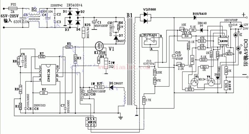 【图】36v电动车输出充电器电路电源电路