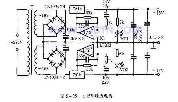 图】用于HI-FI音响电路的15V稳压电源电源电路
