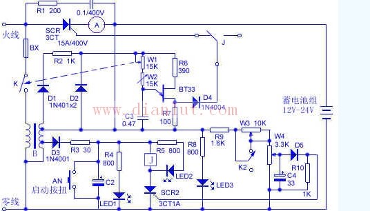 zc-2-10a 12v24v的自动充电器的电路图