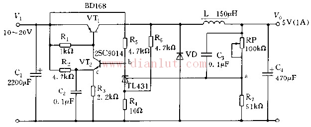 tl431组成的5v,1a开关稳压电源电路