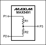 图4. MAX5491匹配电阻分压器的典型工作电路