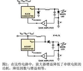 图2在这些电路中放大器增益降低了串联电阻的功耗降低因数与增益相等
