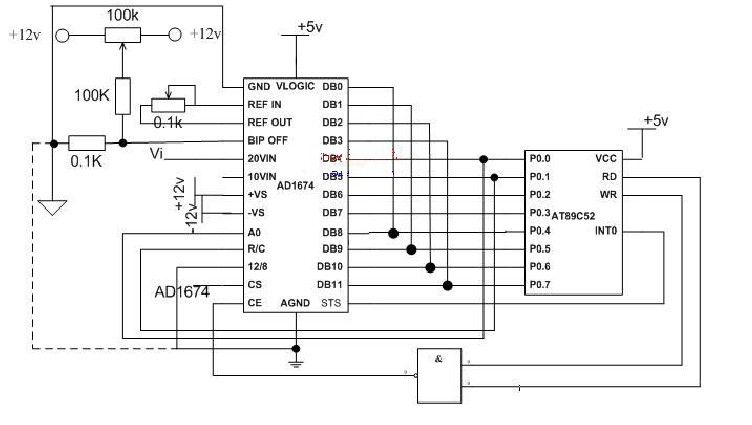 AD1674与AT89C52的硬件接口电路