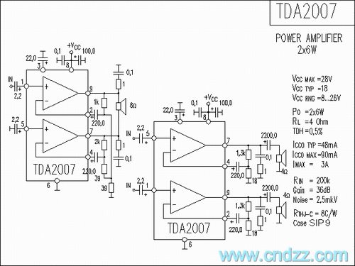 TDA2007 音响IC电路