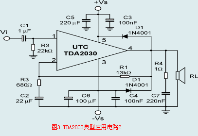 简单TDA2030音频功率放大电路1