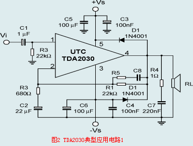 简单TDA2030音频功率放大电路2