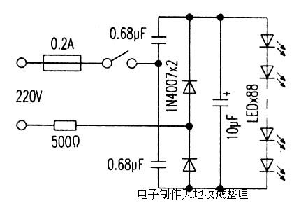 简单LED台灯的电路