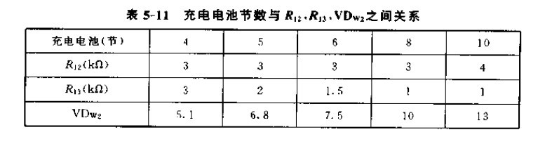 充电电池节数与R12,R13,VDw2之间的关系