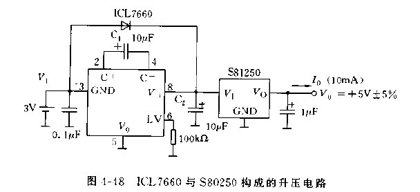 ICL7660与S80250构成的升压电路图