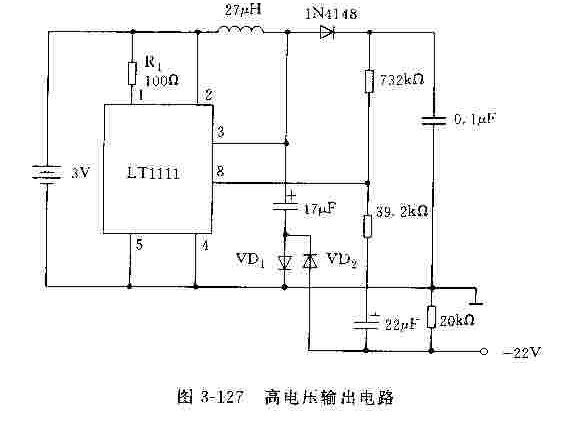 LT1111的高电压输出电路的应用