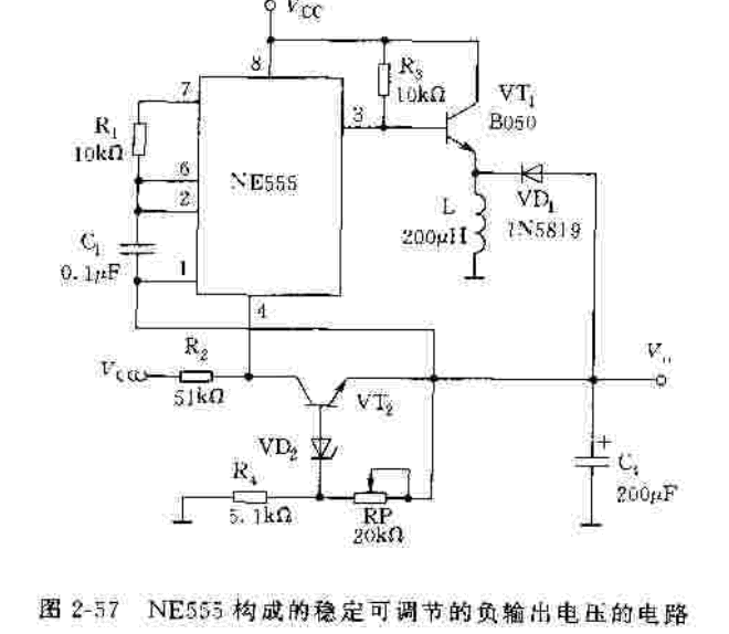 NE555构成的稳定可调节的负输出电压的电路