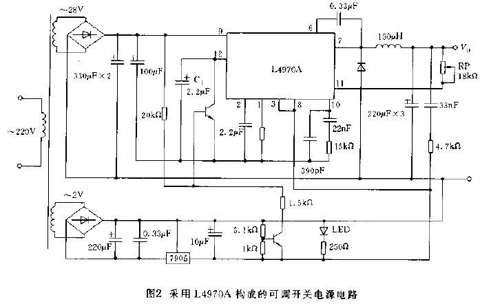 采用L4970A构成的可调开关电源电路