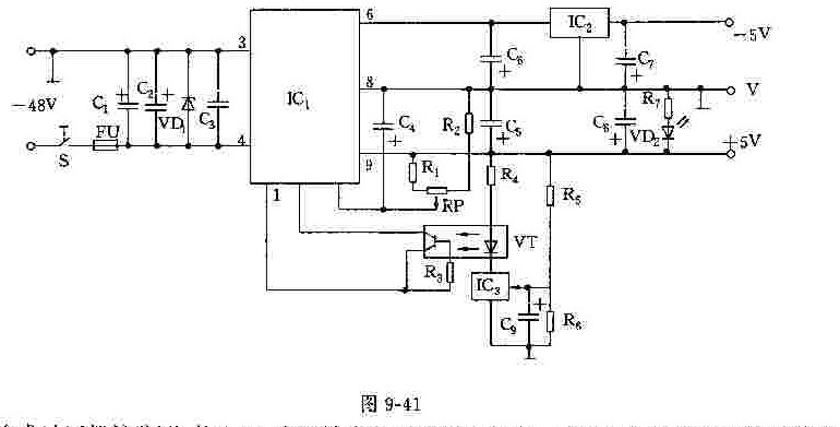 由C1~C3、FU及VD1组成输入滤波和瞬间高压抑制回路
