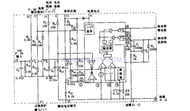 单端变换器厚膜控制电路HK01内部电路