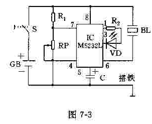 M5232L芯片制作汽车蓄电池充电告知器图