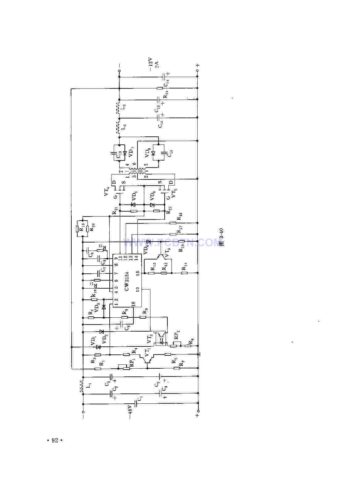 由CW3524型集成脉宽调制器组成的开关稳压电源