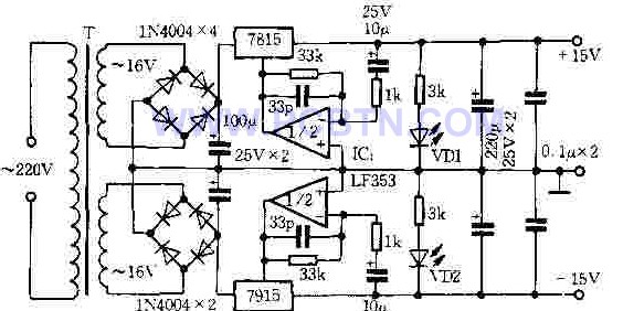 15V稳压电源电路图