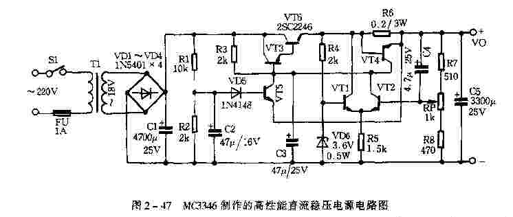 MC3346制作的高性能直流稳压电源电路图