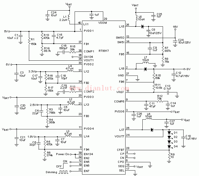 介绍RT9917芯片的应用电路