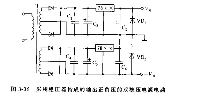 采用78XX/79XX构成的输出正负压的双稳压电源电路