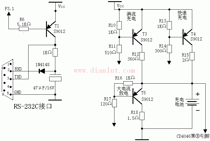 用单片机AT89C2051控制的充电器电路2