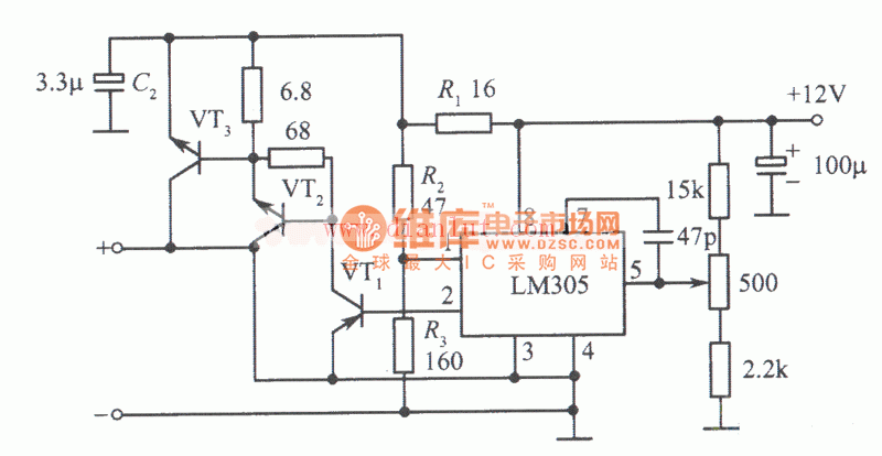 采用LM305构成的12V/10A稳压电源