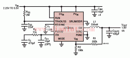 LTC36141.8V4A降压稳压器电路