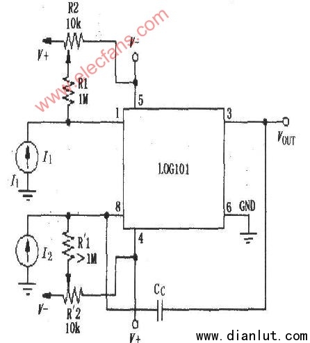 LOG101/LOG104偏流调零电路与其对数比率放大器