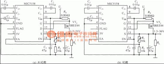 MIC5158构成的输出电压可调稳压器电路