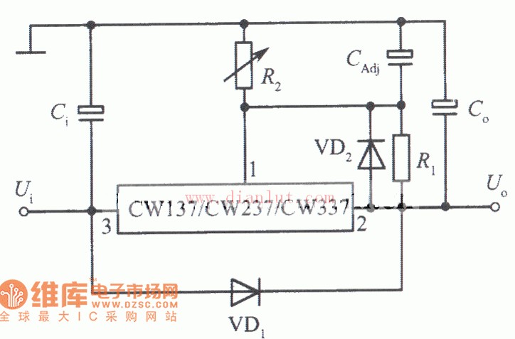 三端可调负输出电压集成稳压器电路
