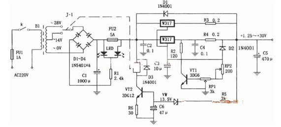 LM317稳压电源电路制作图