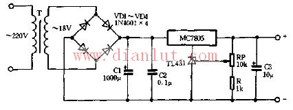基于MC7805与TL431的可调稳压电源电路