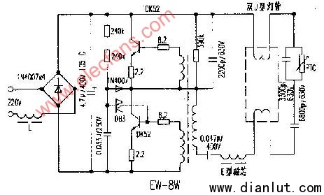EW-8W电子镇流器电路原理图
