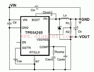 TPS54260反向电源电路原理图