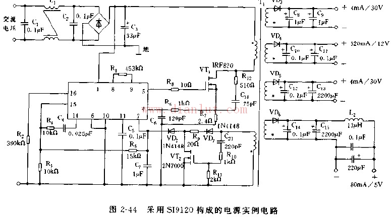 基于SI1920芯片设计电源实例电路