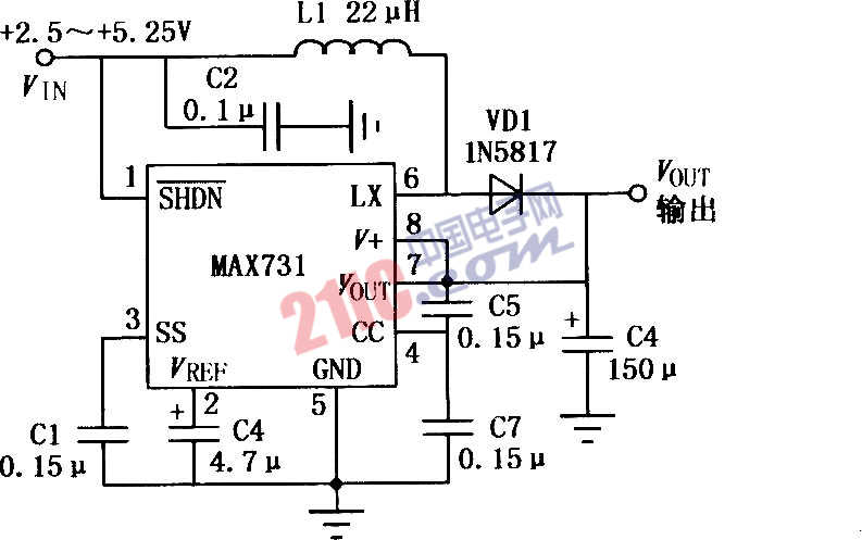 MAX731设计的DC-DC升压变换器