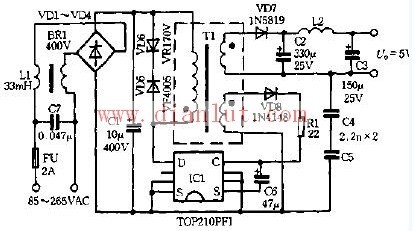 5V5W开关电源电路图