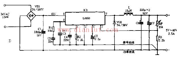 基于L4960芯片设计DC-DC变换的开关电源电路图
