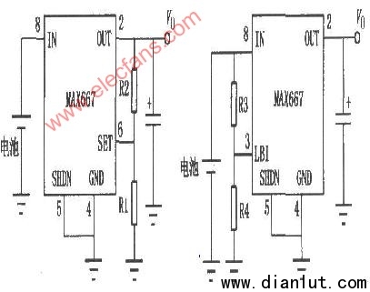 MAX667线性集成稳压器的应用电路图