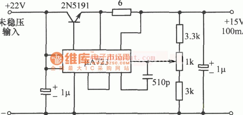 μA723-15V可调稳压电源电路