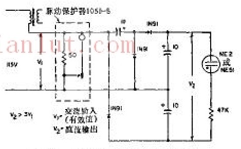 初级电路中的25伏压降激励氖管