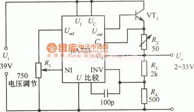 2～35V/10A可调式稳压电源电路图