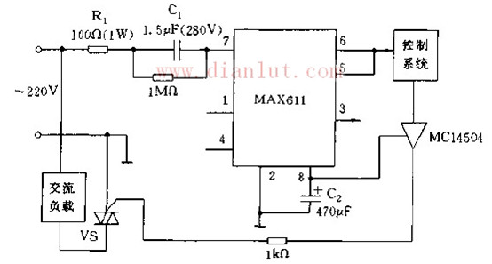 用于MAX611双向晶闸管驱动的电路图