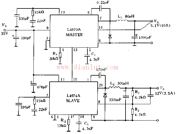 基于L4970A芯片构成多输出DC/DC变换器电路