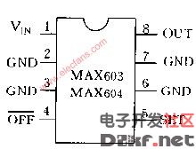 MAX603、MAX604固定输出的典型电路示意图