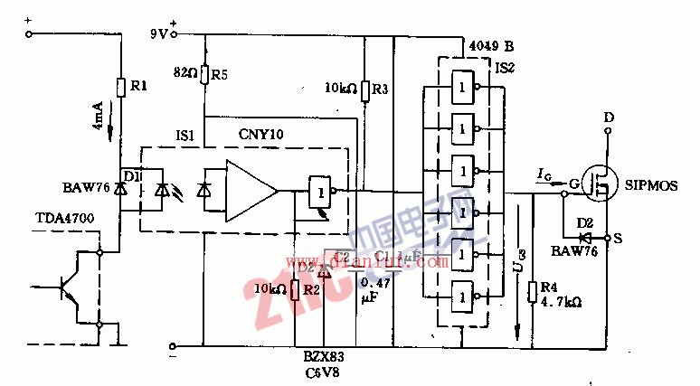 TDA4700构成的SIPMOS晶体管控制电路设计图