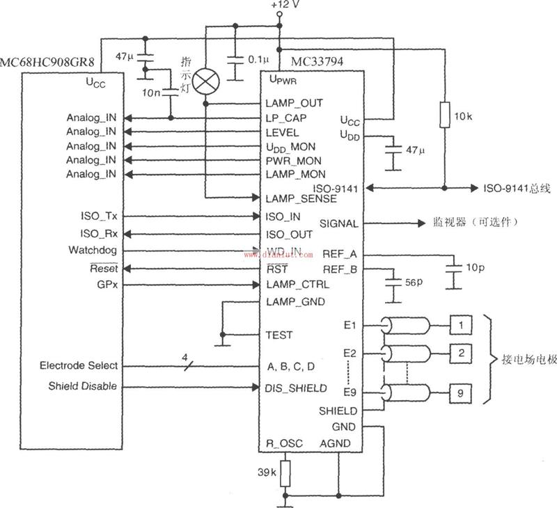 采用MC33794与微控制器设计的接线电路