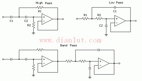二阶滤波器运算放大器电路原理图