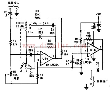 短波接收机用音频陷波滤波器的原理图